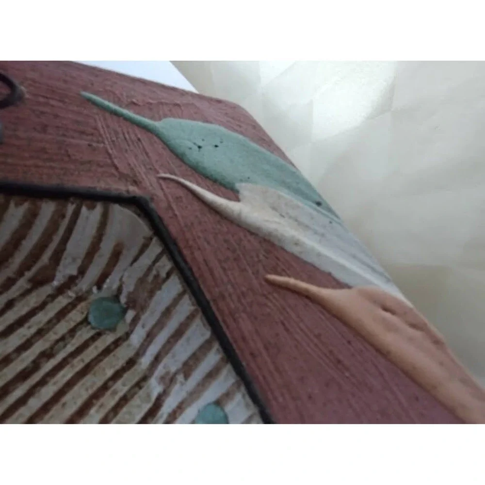 Unique Vintage Cunningham‎ Pottery Plate with Abstract Design in Relief